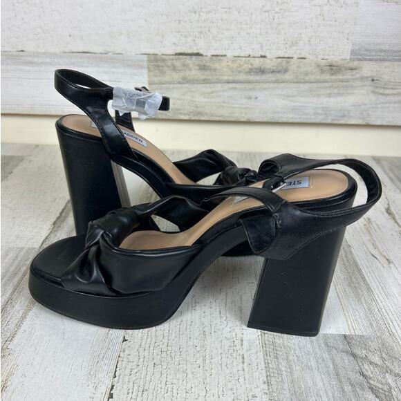 Steve Madden Womens 9.5 Black Acceptance Faux Leather Heel Platform Sandals NEW - Picture 8 of 9